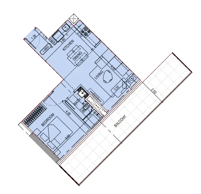 Binghatti Sky Terraces 1 bed floor plan, 715 sqft