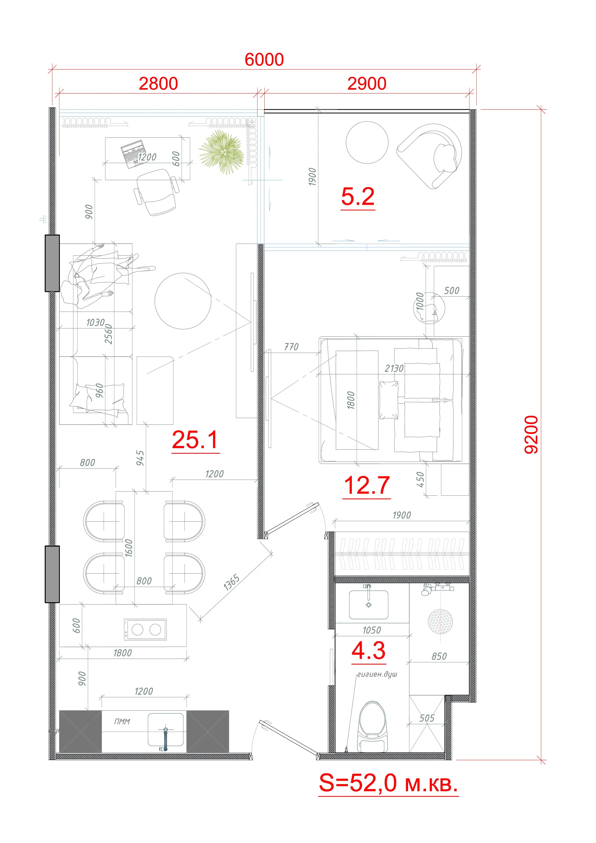 Sun Hills Lakeside 1 bed floor plan, 560 – 581 sqft