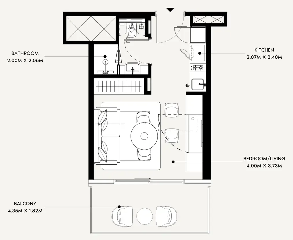Azizi Leily Studio floor plan, 358 sqft