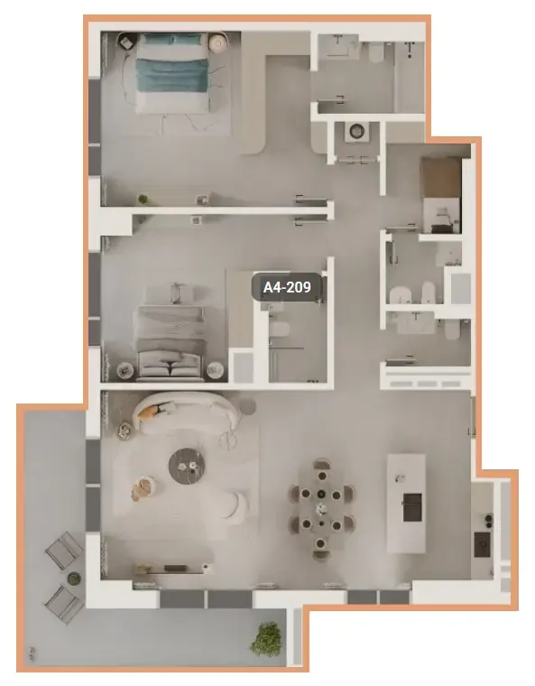Tara Park 2 bed floor plan, 1,582 sqft
