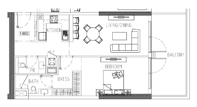 Damac Riverside Views 1 bed floor plan, 960 – 1,021 sqft