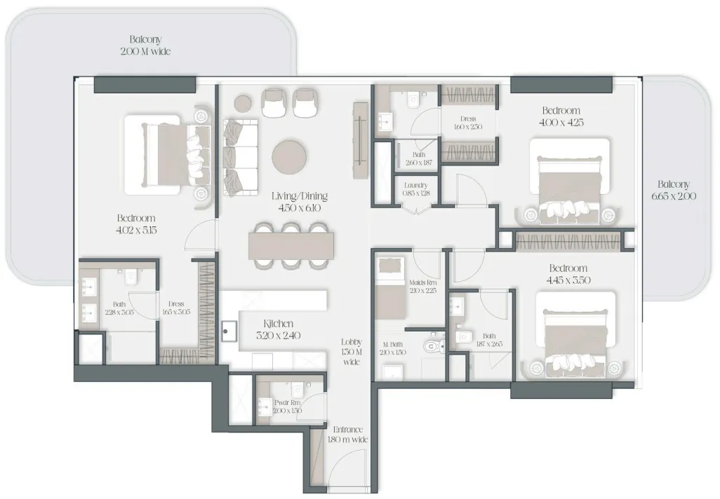 The Caden by Prescott 3 bed floor plan, 2,110 sqft