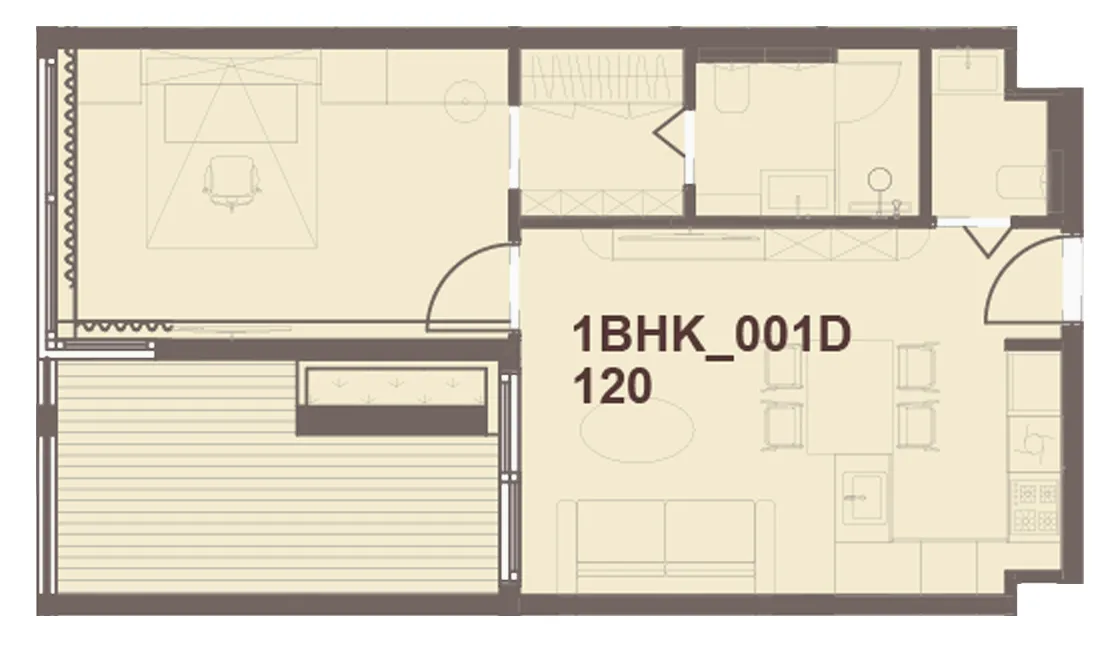 J-Haus Residence 1 bed floor plan, 693 sqft