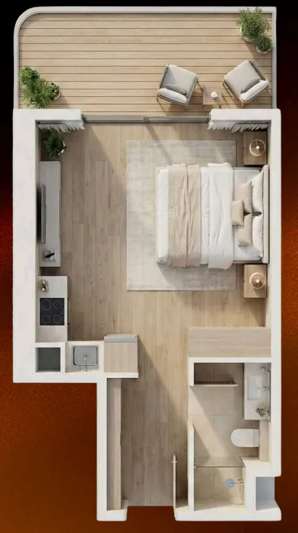 09 Life Residences Studio floor plan, 431 sqft