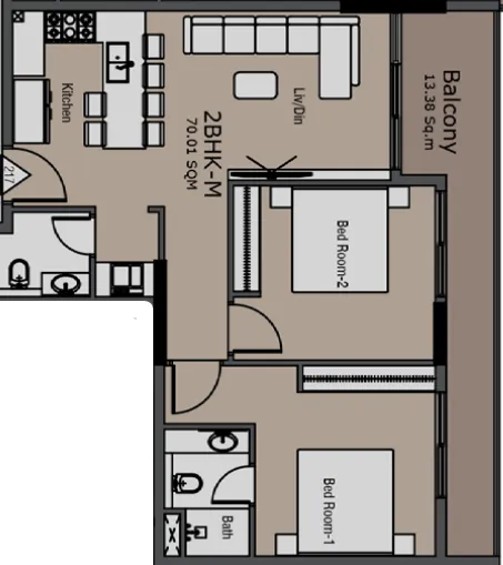Golden Woods Albab Views 2 bed floor plan, 902 sqft