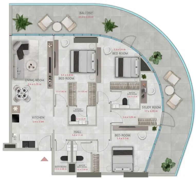 Sakura Gardens 3 bed floor plan, 1,840 sqft