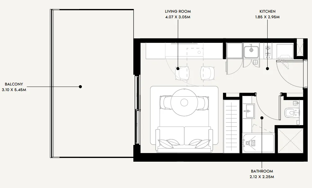 Azizi Sakandar Studio floor plan, 457 sqft