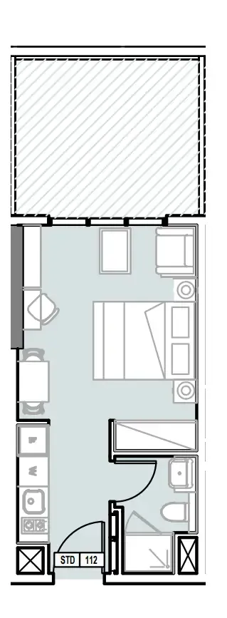 Verdana III Studio floor plan, 397 sqft