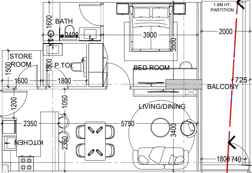 Al Haseen Residences 6 1 bed floor plan, 752 sqft