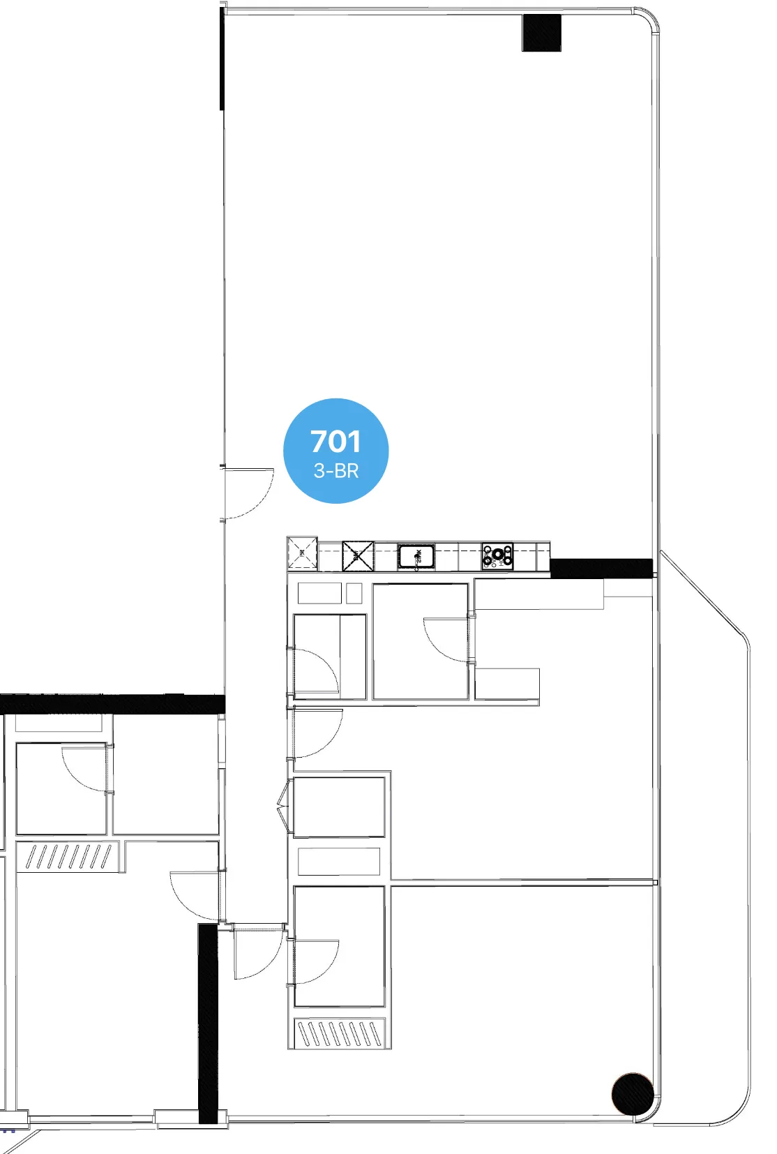 Edgewater Residences 1, 2 and 3 3 bed floor plan, 2,559 – 2,561 sqft