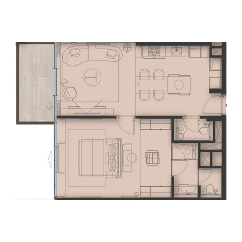 Sea Cliff by Imtiaz 1 bed floor plan, 910 sqft