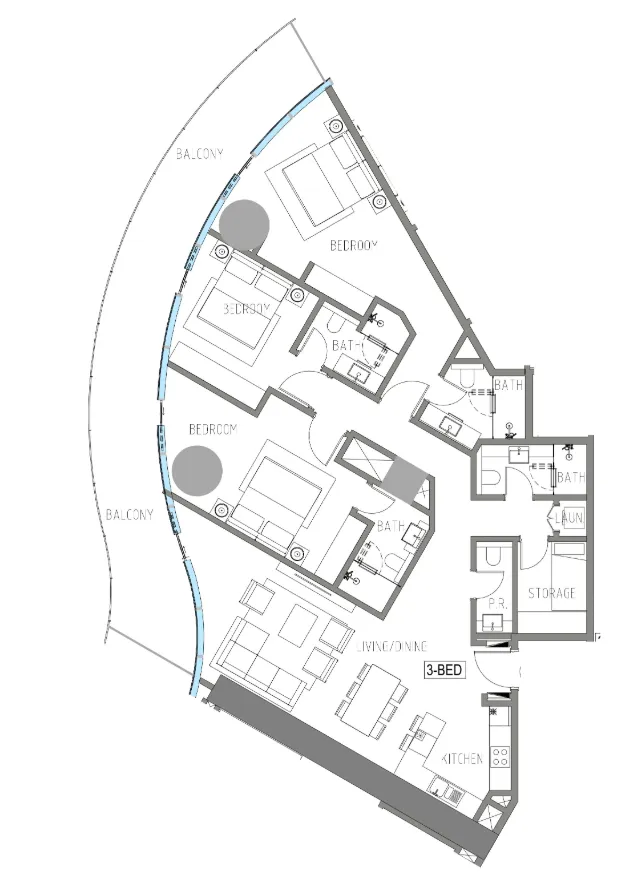 Damac Casa 3 bed floor plan, 2,062 sqft