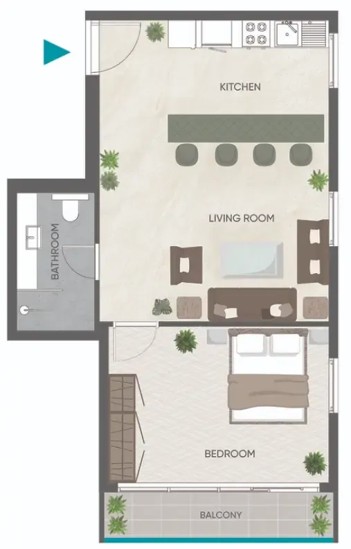 Eden Golf Views 1 1 bed floor plan, 703 sqft