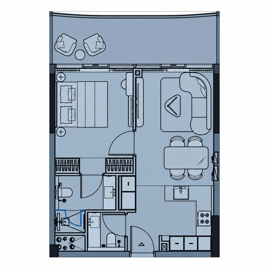 Rabdan Avenue 1 bed floor plan, 569 – 807 sqft