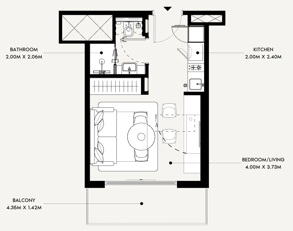 Azizi Leily Studio floor plan, 340 sqft