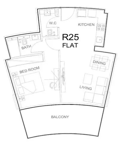Binghatti HillCrest 1 bed floor plan, 722 sqft