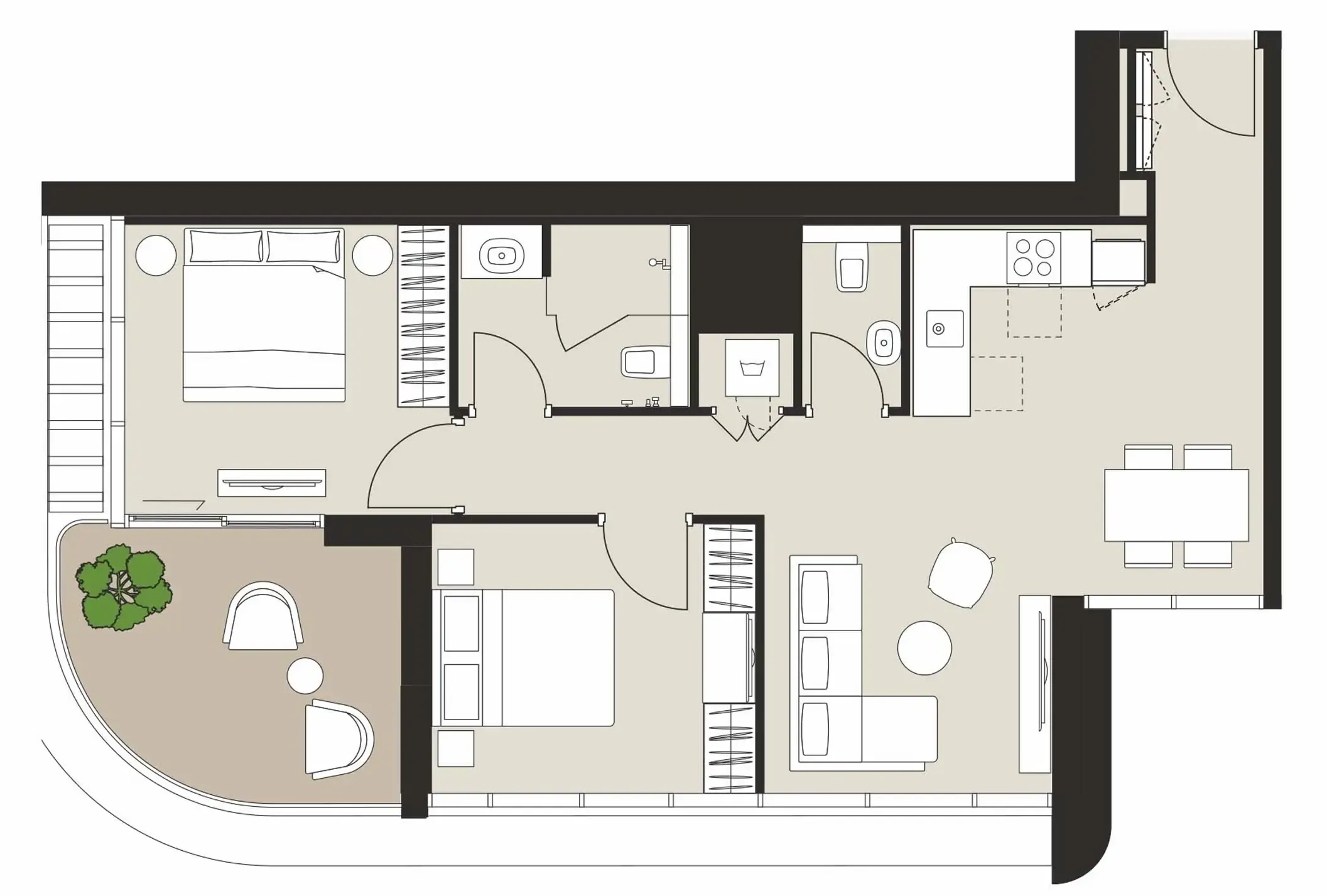 Artistry Two Residences 2 bed floor plan, 910 sqft