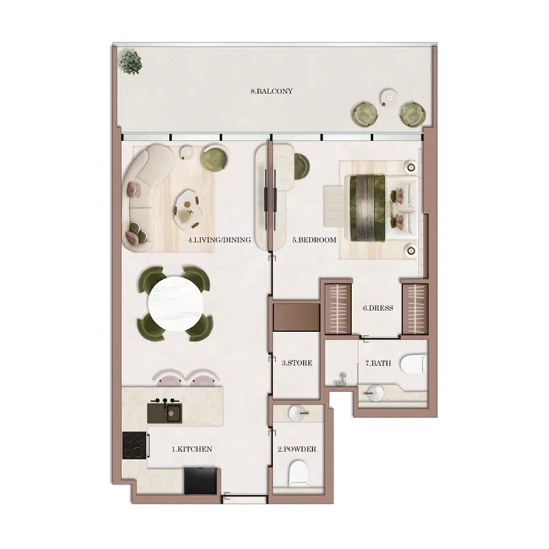 Havencia 1 bed floor plan, 748 – 773 sqft