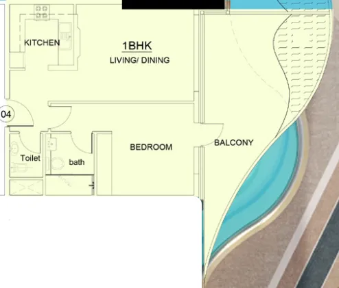 Volga Tower 1 bed floor plan, 879 sqft