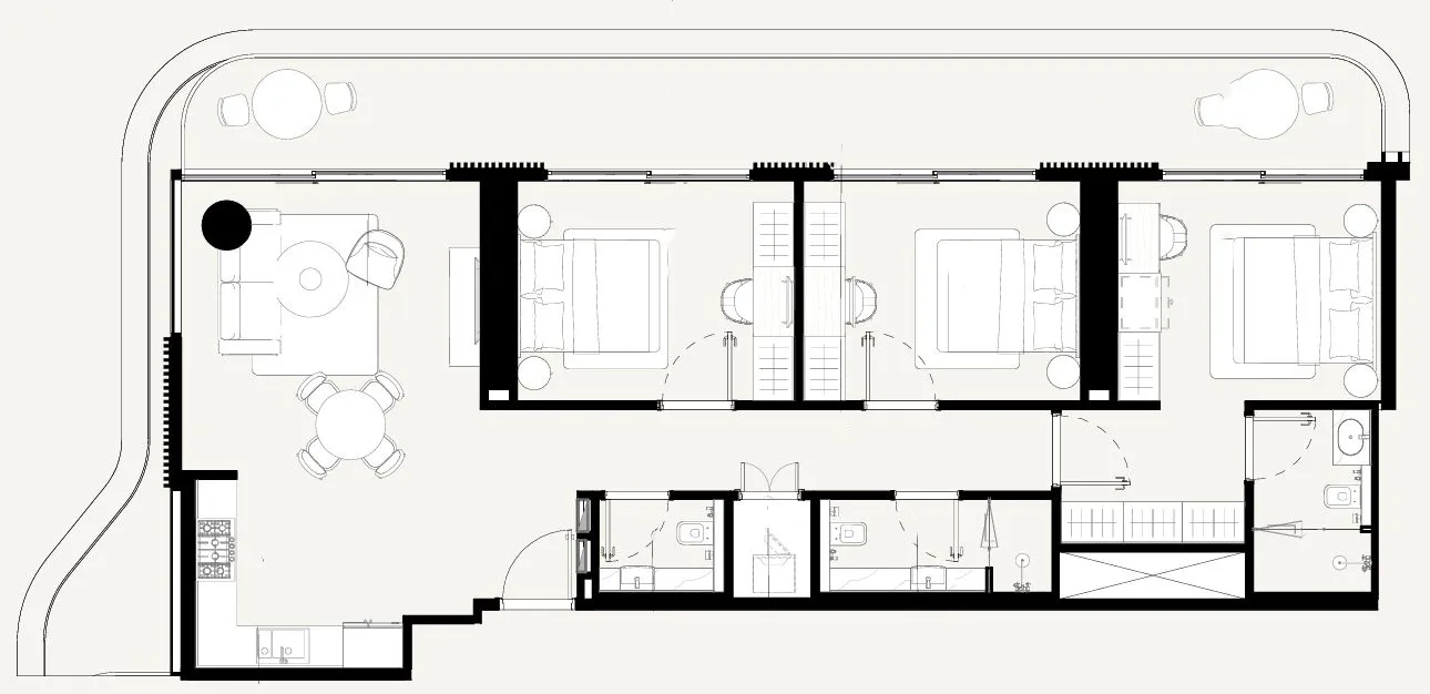 Azizi Abraham 3 bed floor plan, 1,485 sqft