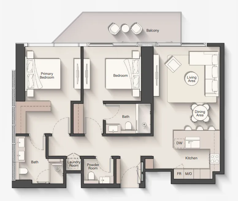 Eltiera Heights 2 bed floor plan, 1,237 sqft