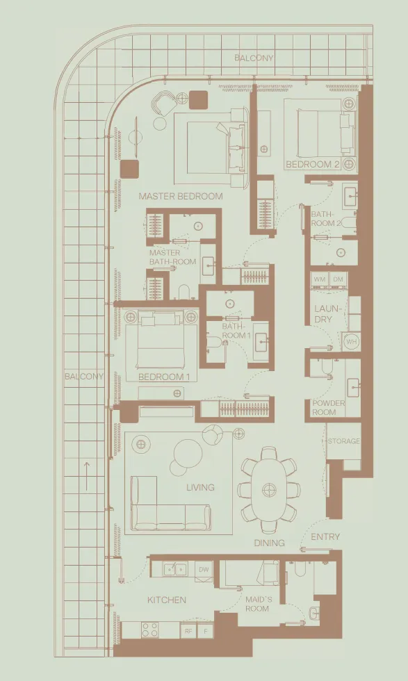 Eden House The Park 3 bed floor plan, 2,342 sqft