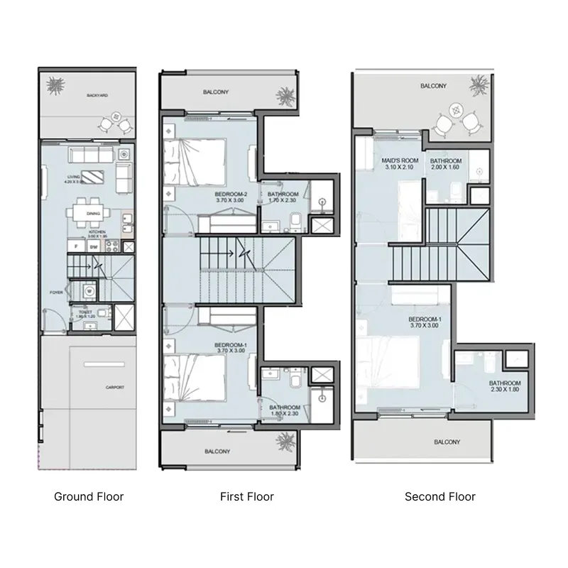 Taormina Village 3 bed floor plan, 1,937 – 3,345 sqft