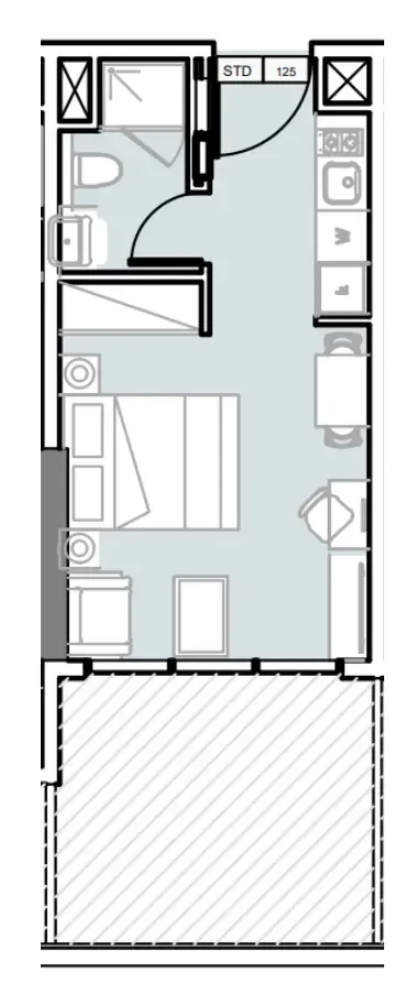 Verdana III Studio floor plan, 394 sqft