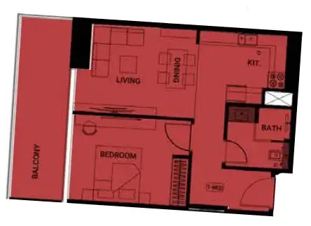 Binghatti Ruby 1 bed floor plan, 702 sqft