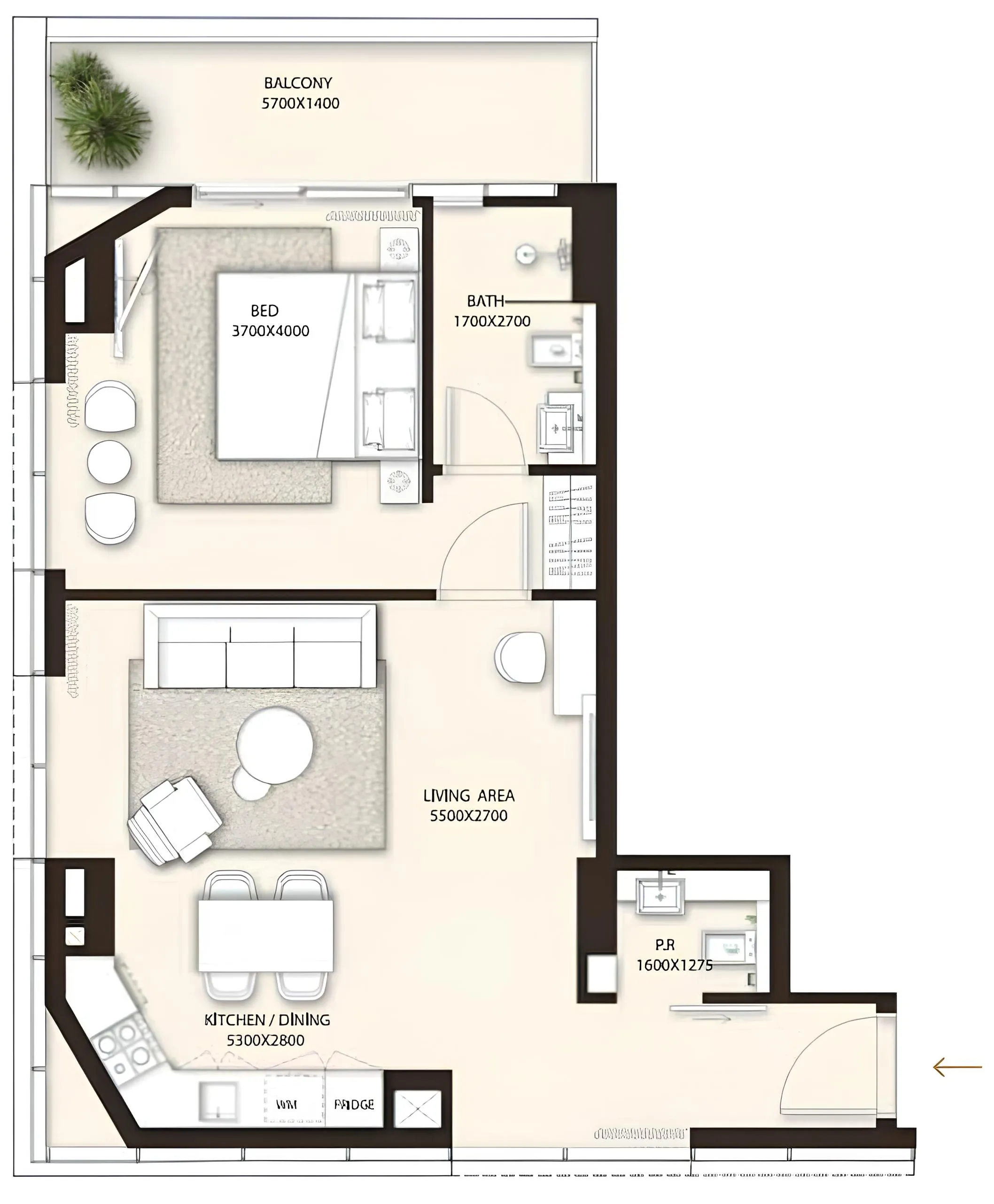 Condor Golf Links 18 1 bed floor plan, 804 sqft