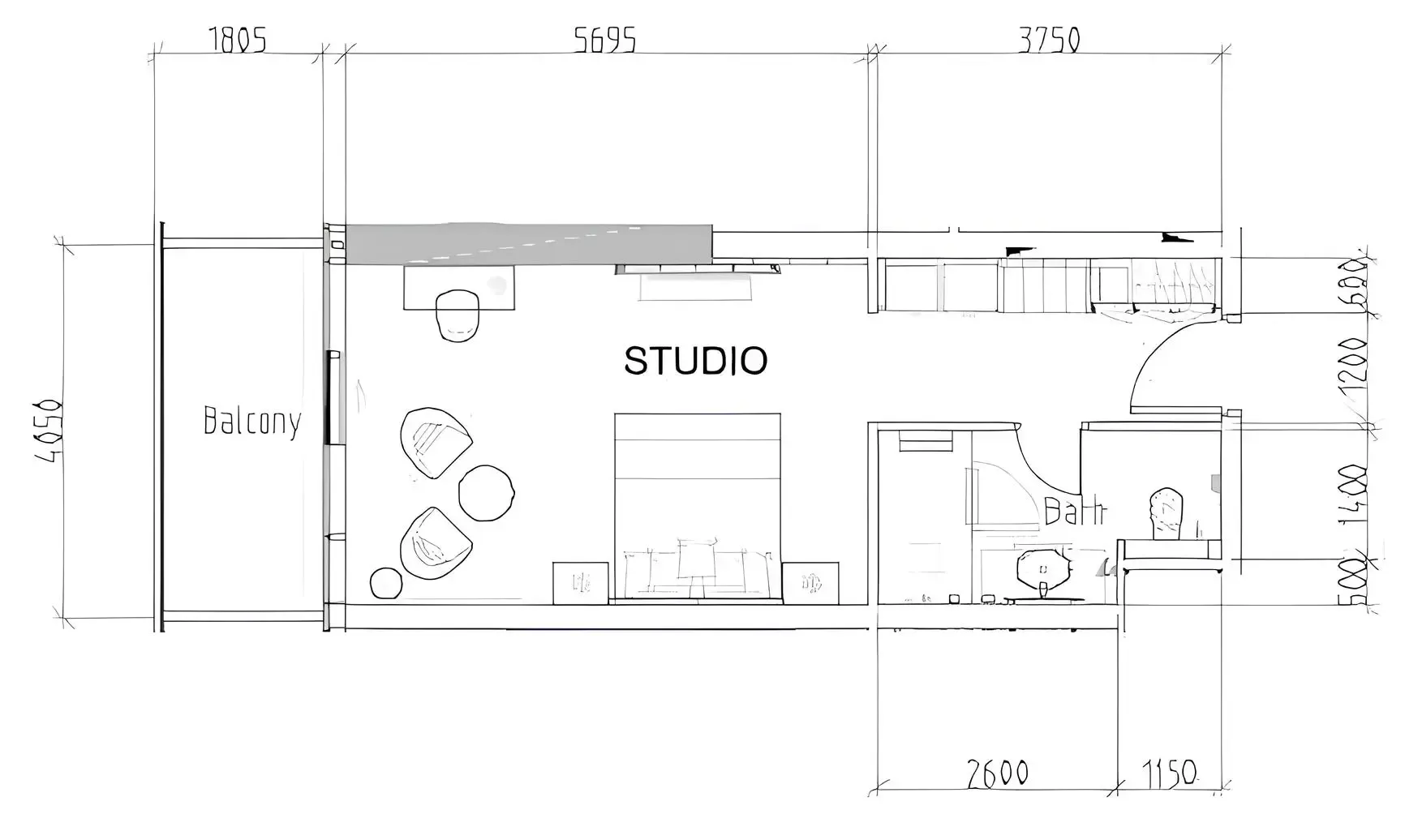 Damac Hills - Artesia Studio floor plan, 500 sqft
