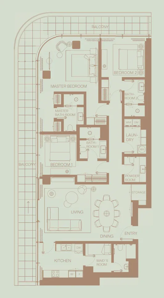 Eden House The Park 3 bed floor plan, 2,343 sqft