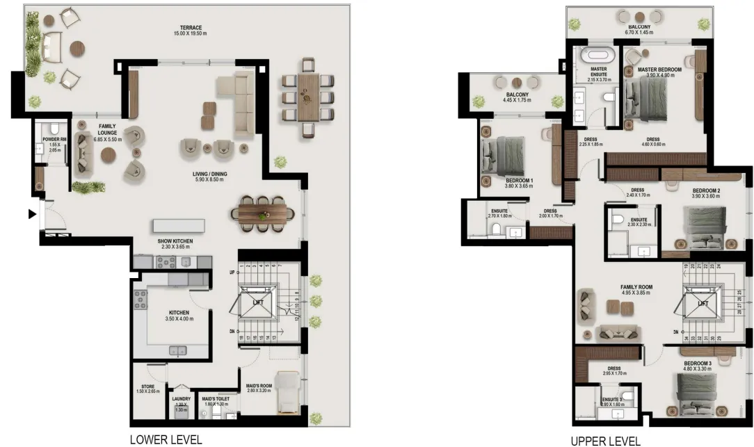 Boulevard Park at Wasl Gate 4 bed floor plan, 4,789 sqft