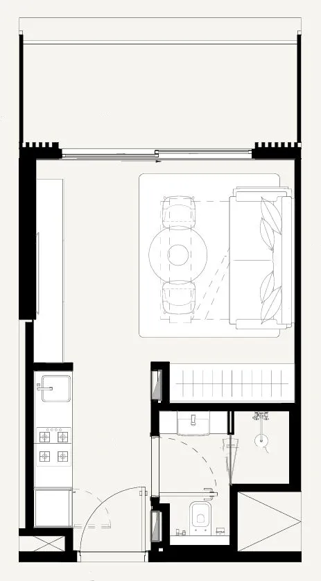 Azizi Abraham Studio floor plan, 348 sqft
