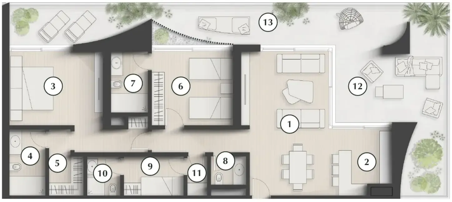 Lunaya Terraces 2 bed floor plan, 1,997 sqft