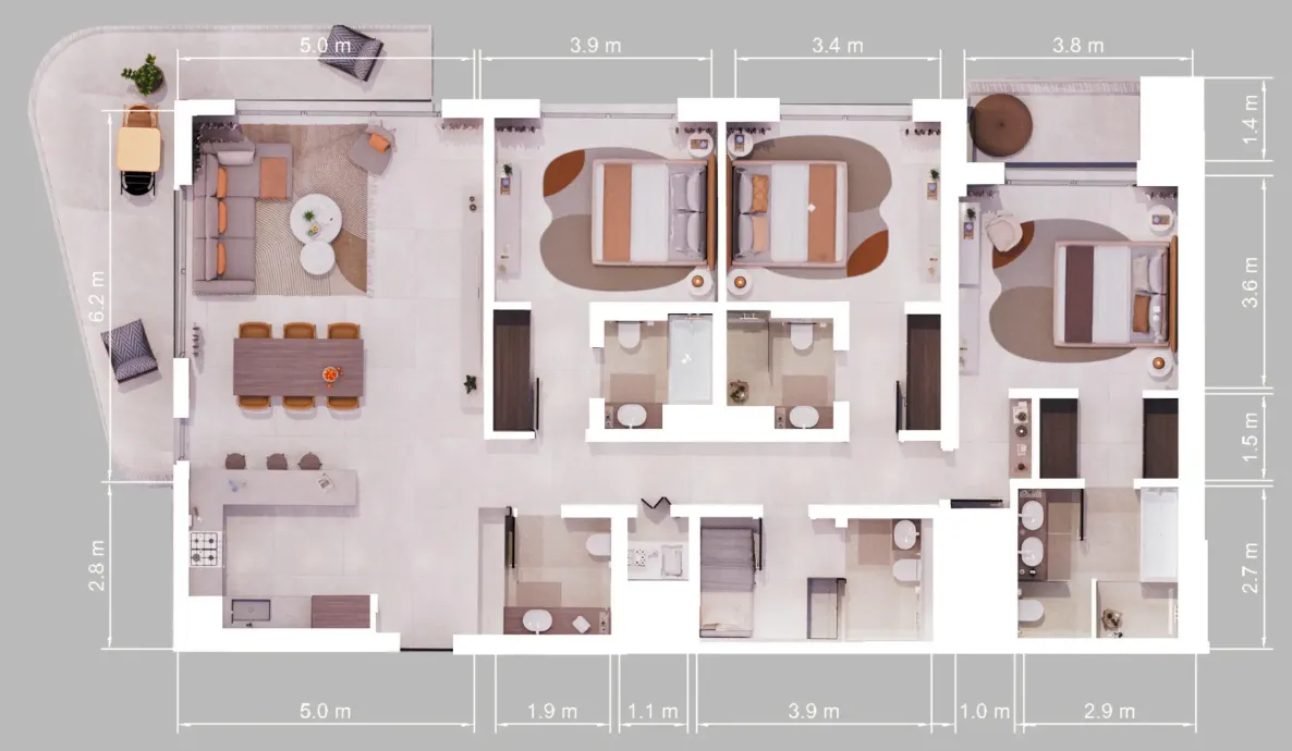 Verdes by Haven 3 bed floor plan, 2,170 sqft