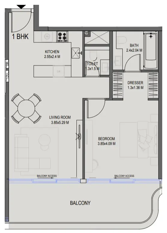 Seraph By Wadan 1 bed floor plan, 867 sqft
