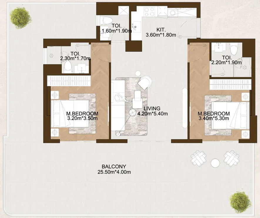 Sports View 2 2 bed floor plan, 1,598 sqft