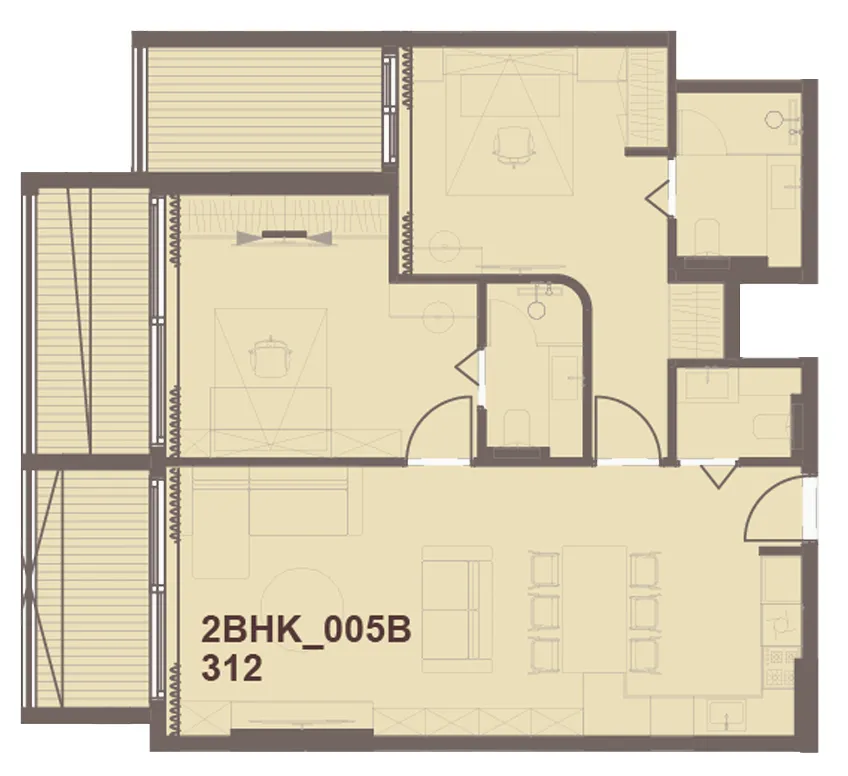 J-Haus Residence 2 bed floor plan, 1,120 sqft