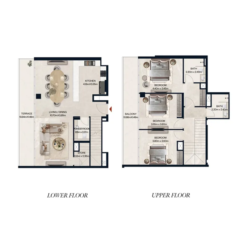 Norah Residence 3 bed floor plan, 2,032 sqft