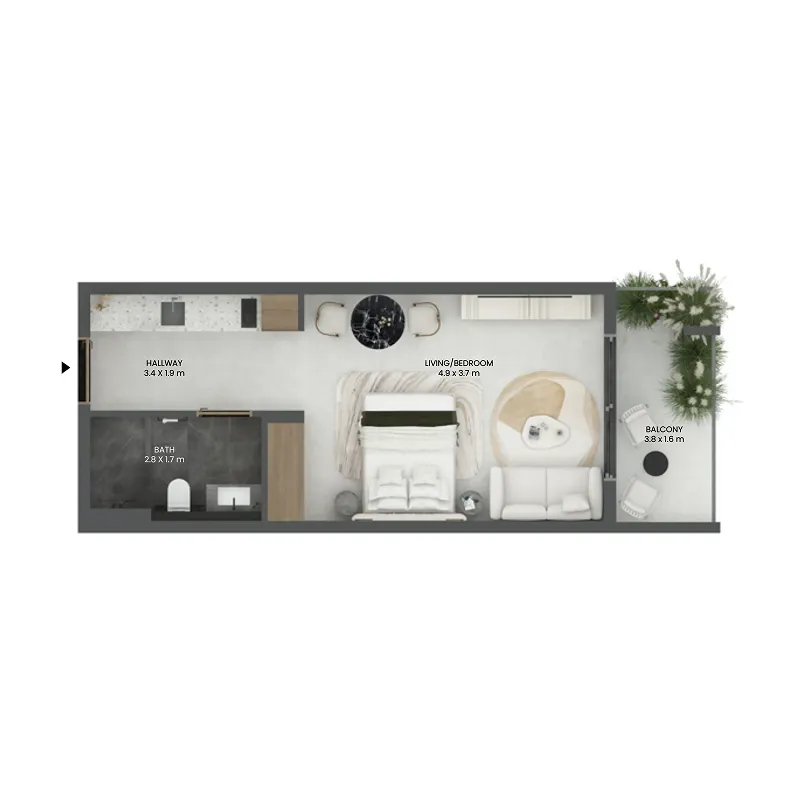 Cavendish Square  Studio floor plan, 430 – 433 sqft