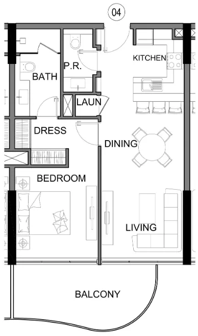 Damac Lagoons Views Phase 3 1 bed floor plan, 732 sqft