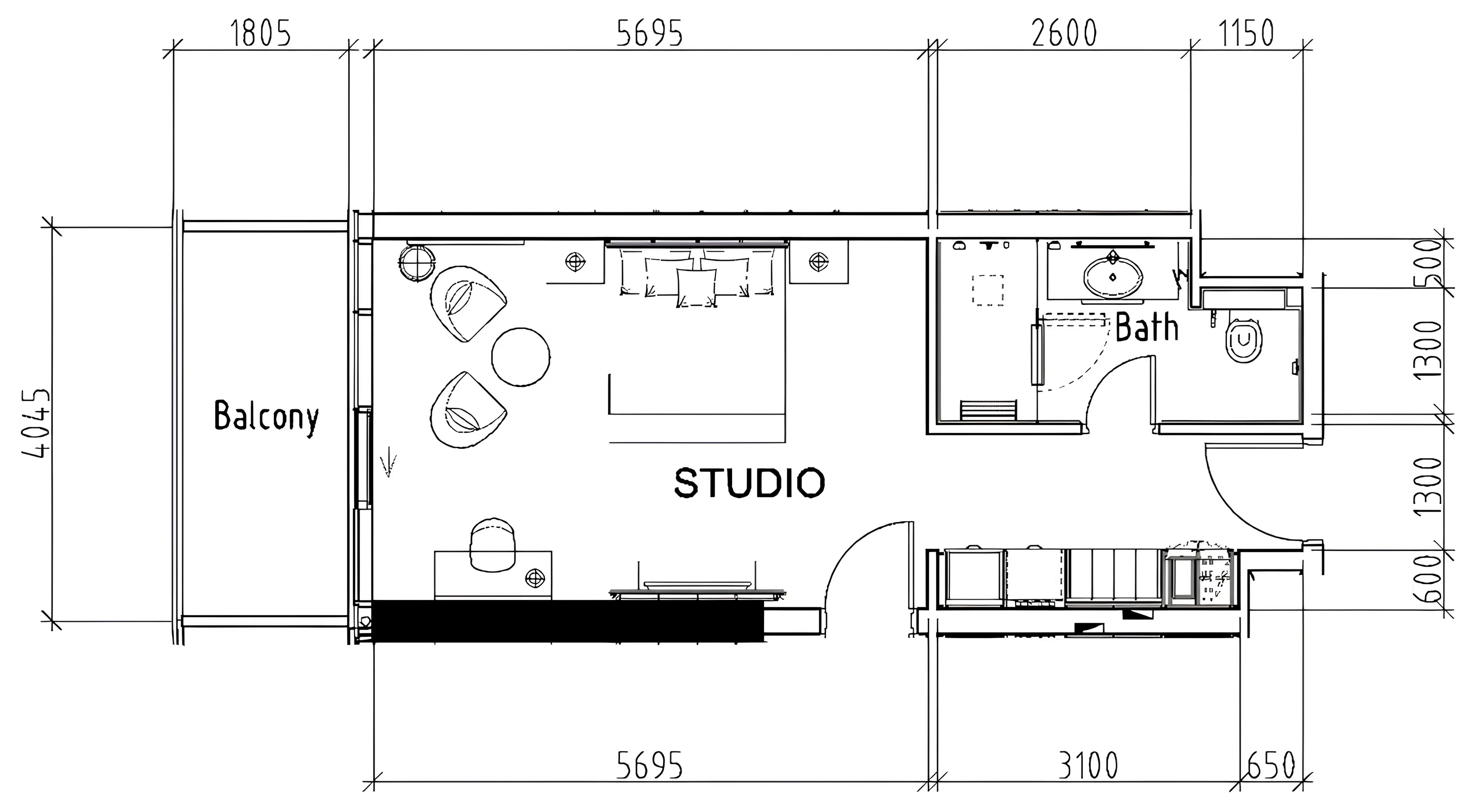 Damac Hills - Artesia Studio floor plan, 495 sqft