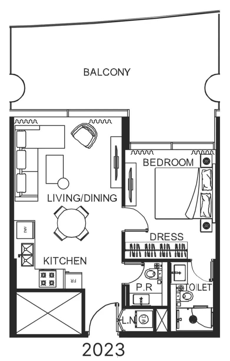 The WOW Tower 1 bed floor plan, 819 sqft