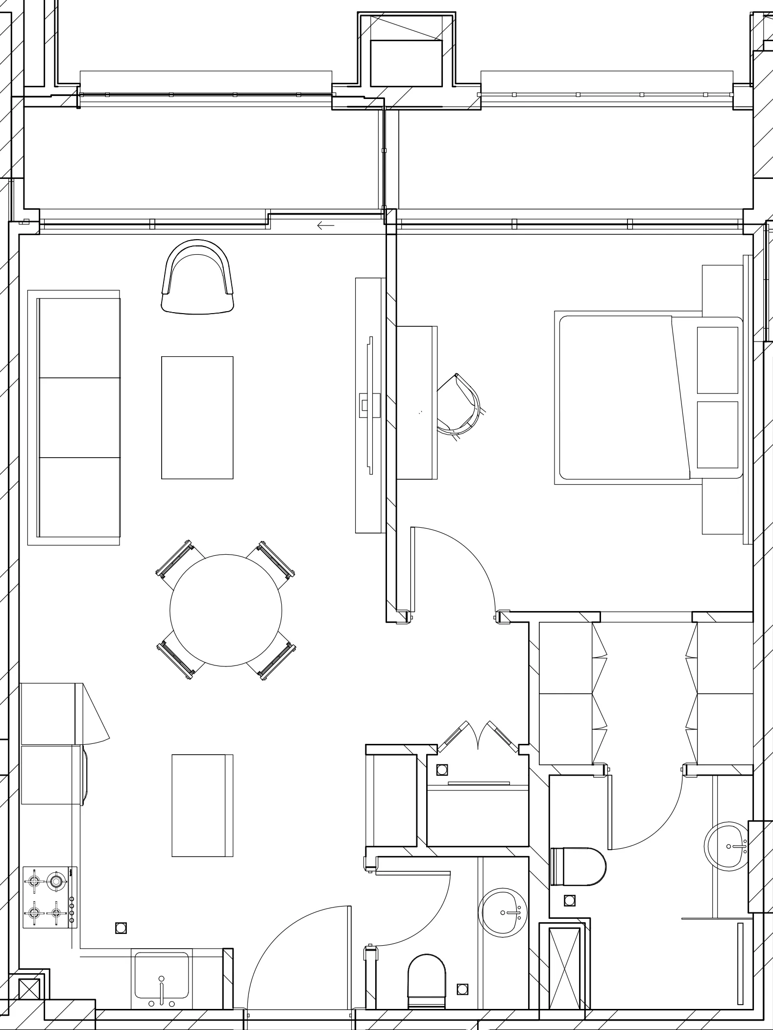 Berkeley Square 1 bed floor plan, 665 sqft