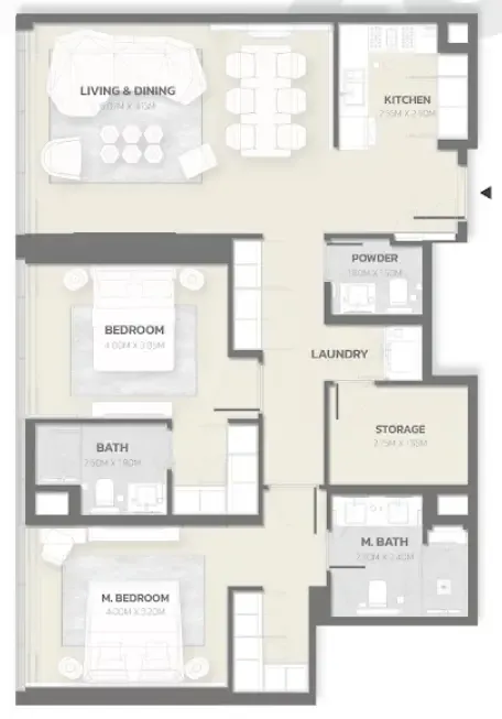 Tonino Lamborghini Residences 2 bed floor plan, 1,203 – 1,536 sqft