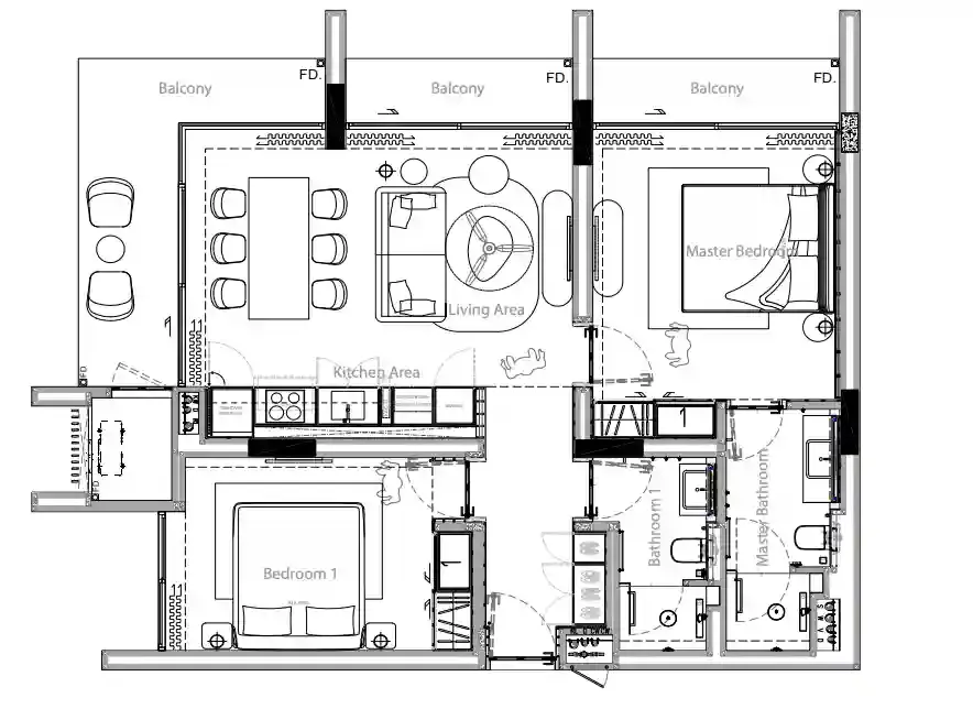Gardens of Eden - Lake Residences 2 bed floor plan, 1,076 – 1,087 sqft