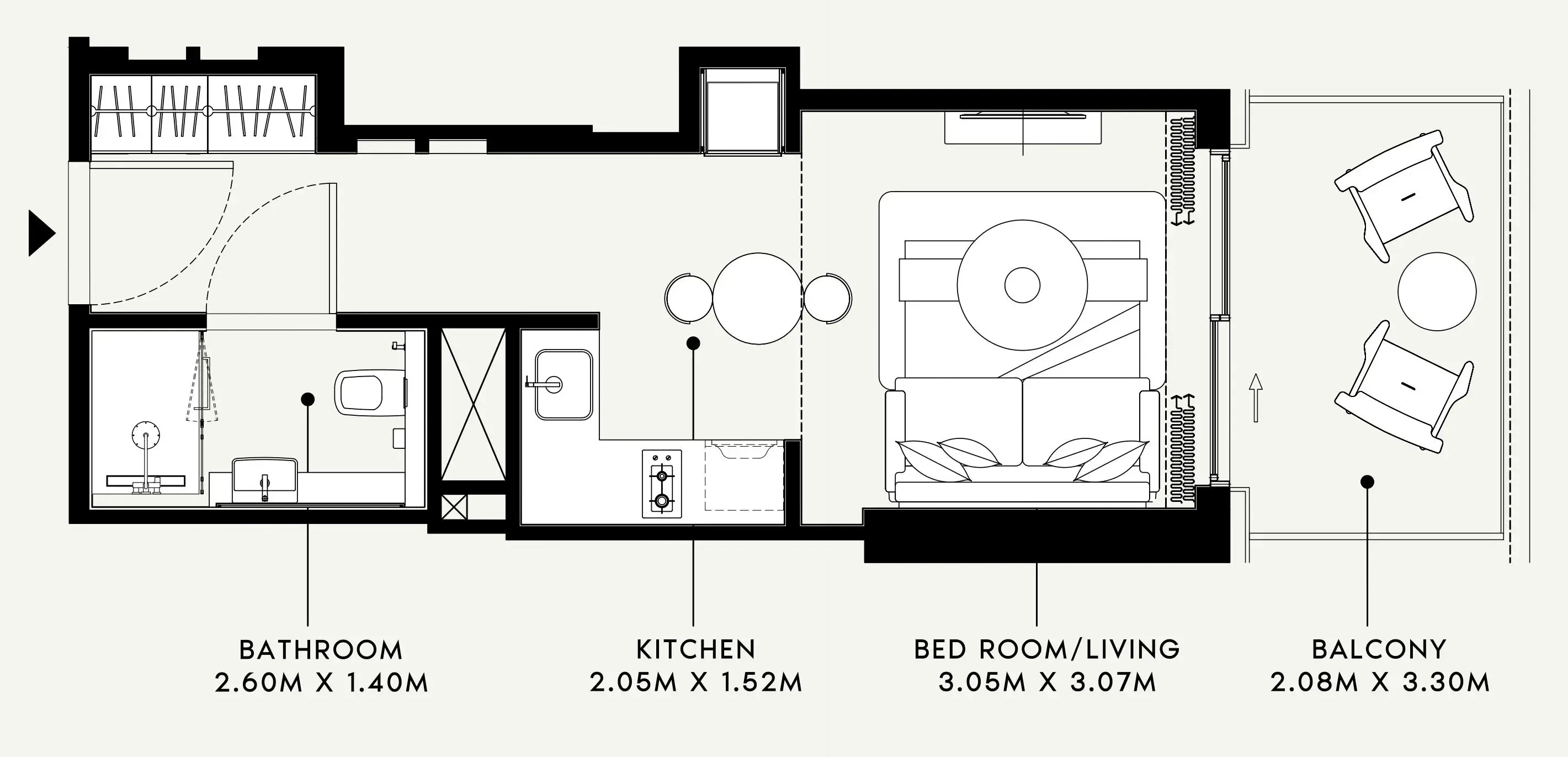 Azizi Venice Studio floor plan, 386 sqft