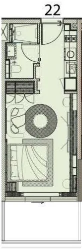 Cove Edition 6 Studio floor plan, 414 sqft