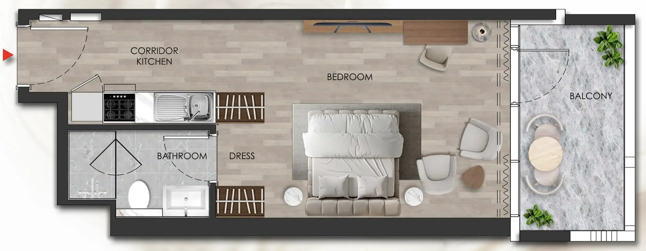 Island Heights Studio floor plan, 487 sqft